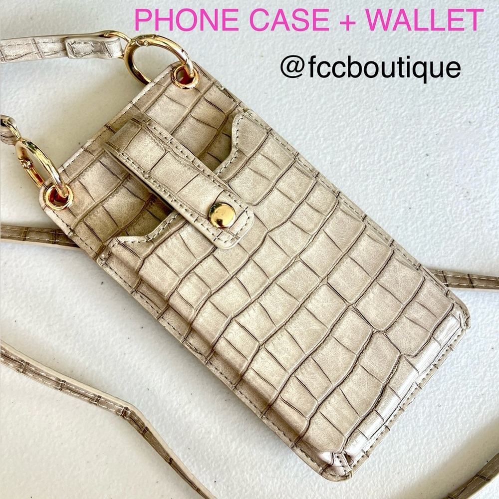 CROSSBODY PHONE CASE + WALLET new without tag TAUPE